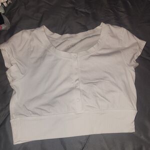 Aerie White Button-Up Crop Top